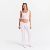 COTTON RIB TANK | CHERRY BLOSSOM ON A MODEL FRONT VIEW @ | FOCUS: 0.0, 1.0, 0.9