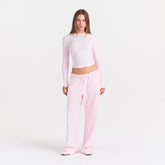 COTTON JERSEY LONG SLEEVE T-SHIRT | CHERRY BLOSSOM ON A MODEL FRONT VIEW @ | FOCUS: 0.0, 1.0, 0.9