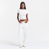 COTTON RIB T-SHIRT | MARBLE ON A MODEL FRONT VIEW @ | FOCUS: 0.0, 1.0, 0.9