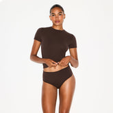 PERIOD PANTIES BRIEF | ESPRESSO ON A MODEL SIDE VIEW @ | FOCUS: 0.0, 1.0, 0.9
