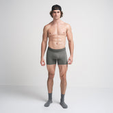 SKIMS SPORT MENS 5" BOXER BRIEF | GUNMETAL ON A MODEL FRONT VIEW | FOCUS: 0.0, 1.0, 0.9