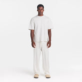 JERSEY LOUNGE MENS RELAXED STRAIGHT LEG PANT | CHALK HEATHER ON A MODEL FRONT VIEW @ | FOCUS: 0.0, 1.0, 0.9