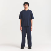 JERSEY LOUNGE MENS RELAXED STRAIGHT LEG PANT | NAVY ON A MODEL FRONT VIEW @ | FOCUS: 0.0, 1.0, 0.9