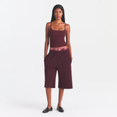 COTTON FLEECE LONG SHORT | CURRANT ON A MODEL FRONT VIEW @ | FOCUS: 0.0, 1.0, 0.9