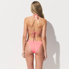 SIGNATURE SWIM TRIANGLE BIKINI TOP | MELON ON A MODEL SIDE VIEW | FOCUS: 0.0, 1.0, 0.9