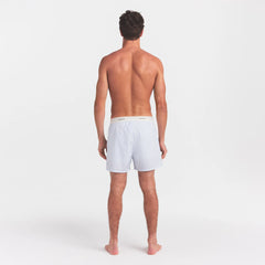 COTTON POPLIN MENS LOGO BAND BOXER | PLATINUM DOUBLE STRIPE ON A MODEL BACK VIEW @ | FOCUS: 0.0, 1.0, 0.9