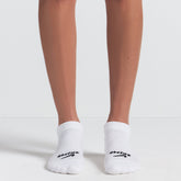 NikeSKIMS DRI-FIT ANKLE SOCK 3-PACK | SNOW ON A MODEL FRONT VIEW @ | FOCUS: 0.0, 1.0, 0.9