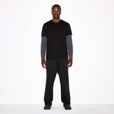 FLEECE LOUNGE MENS CLASSIC STRAIGHT LEG PANT | WASHED ONYX ON A MODEL FRONT VIEW @ | FOCUS: 0.0, 1.0, 0.9