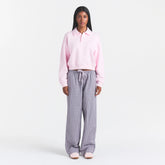 COTTON FLEECE POLO SWEATSHIRT | CHERRY BLOSSOM ON A MODEL FRONT VIEW @ | FOCUS: 0.0, 1.0, 0.9