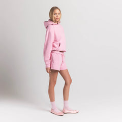 COTTON FLEECE CLASSIC HOODIE | HALITE ON A MODEL SIDE VIEW S | FOCUS: 0.0, 1.0, 0.9