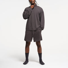 JERSEY LOUNGE MENS RELAXED QUARTER ZIP PULLOVER | ASH ON A MODEL FRONT VIEW