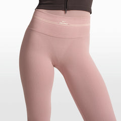 NikeSKIMS RIBBED SEAMLESS 26" LEGGING | HIMALAYAN/ECRU ON A MODEL FRONT VIEW @ | FOCUS: 0.0, 1.0, 0.9