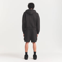 HEAVYWEIGHT FLEECE MENS CARGO SHORT | WASHED ONYX ON A MODEL FRONT VIEW @ | FOCUS: 0.0, 1.0, 0.9