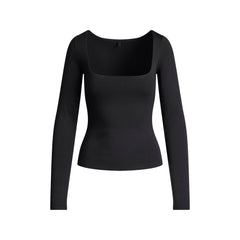 SMOOTH LAYERS SQUARE NECK TOP | OBSIDIAN FLAT ON A WHITE BACKGROUND | FLT