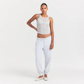 SHEER RIB TANK | LIGHT HEATHER GREY ON A MODEL FRONT VIEW @ | FOCUS: 0.0, 1.0, 0.9