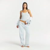 COTTON FLEECE CLASSIC STRAIGHT LEG PANT | LIGHT HEATHER GREY ON A MODEL FRONT VIEW @ | FOCUS: 0.0, 1.0, 0.9