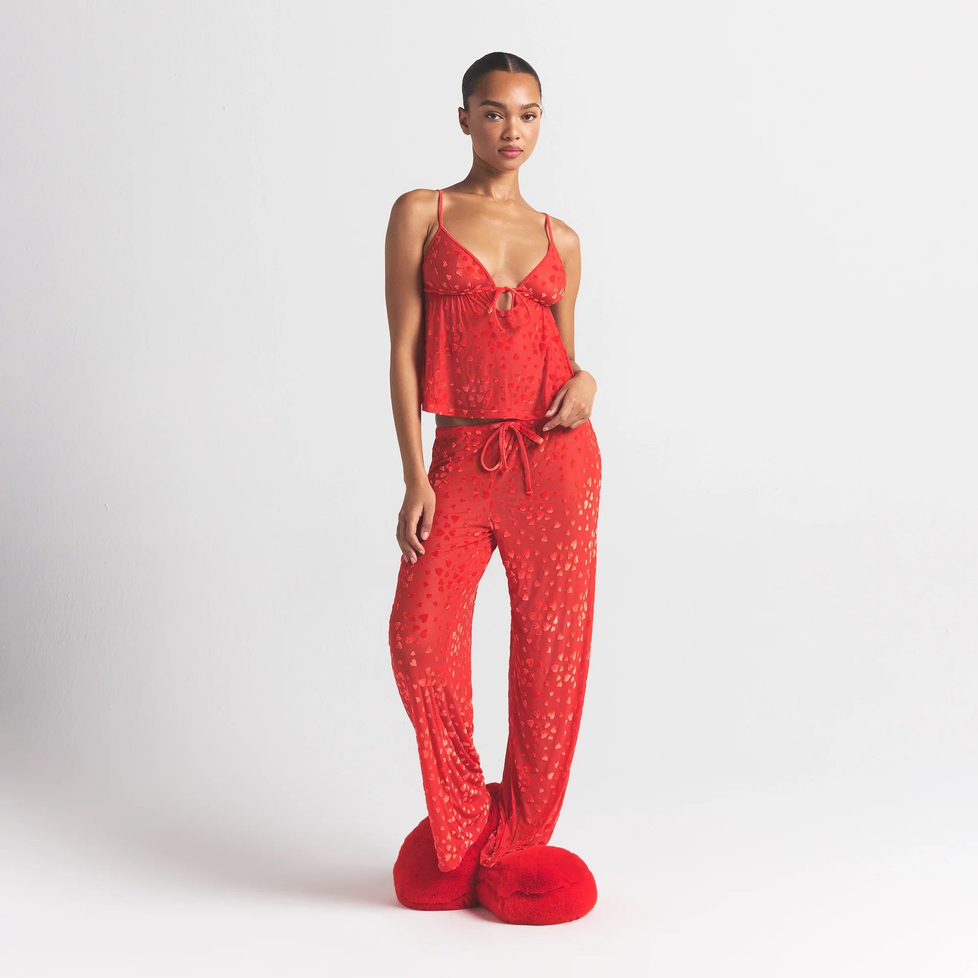 SHEER VELVET CAMI AND PANT SET | RUBY ON A MODEL FRONT VIEW @ | FOCUS: 0.0, 1.0, 0.9