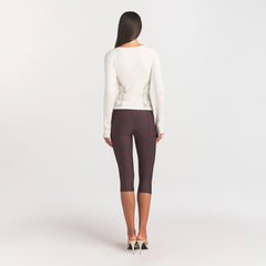 LACE KNIT LONG SLEEVE CARDIGAN | SUGAR ON A MODEL SIDE VIEW