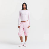 COTTON JERSEY LONG SLEEVE BOATNECK TOP | CHERRY BLOSSOM ON A MODEL FRONT VIEW @ | FOCUS: 0.0, 1.0, 0.9
