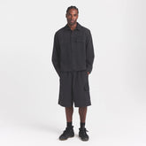 WOVEN MENS RELAXED SHIRT | ONYX ON A MODEL FRONT VIEW @ | FOCUS: 0.0, 1.0, 0.9