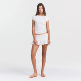 HEAVY POINTELLE BOATNECK TEE | MARBLE ON A MODEL FRONT VIEW @ | FOCUS: 0.0, 1.0, 0.9