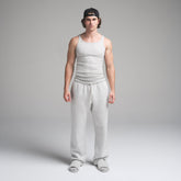 SKIMS COTTON MENS RIB TANK 3-PACK | HEATHER MULTI ON A MODEL FRONT VIEW | FOCUS: 0.0, 1.0, 0.9