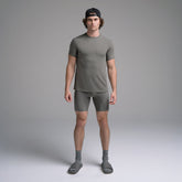 SKIMS SPORT MENS T-SHIRT | GUNMETAL ON A MODEL FRONT VIEW | FOCUS: 0.0, 1.0, 0.9