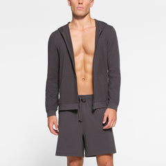 JERSEY LOUNGE MENS ZIP UP HOODIE | ASH ADDITIONAL FABRIC DETAILS