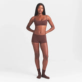 EVERYDAY COTTON BOY SHORT | COCOA HEATHER ON A MODEL FRONT VIEW @ | FOCUS: 0.0, 1.0, 0.9