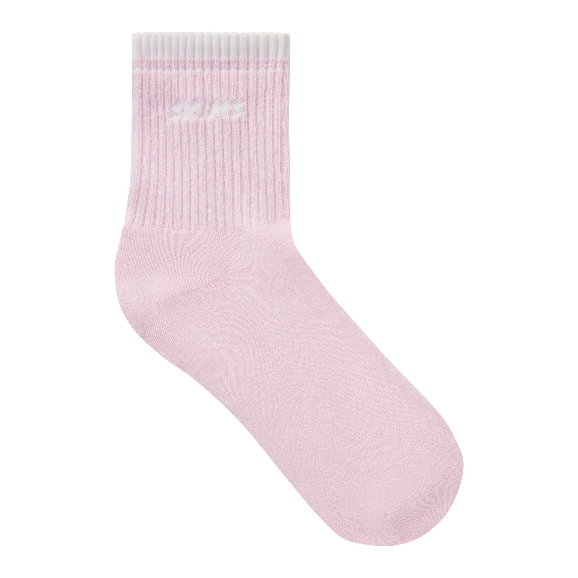 RIBBED QUARTER CREW LOGO SOCK 3-PACK | CHERRY BLOSSOM MULTI ON A MODEL | FOCUS: 0.0, 1.0, 0.9