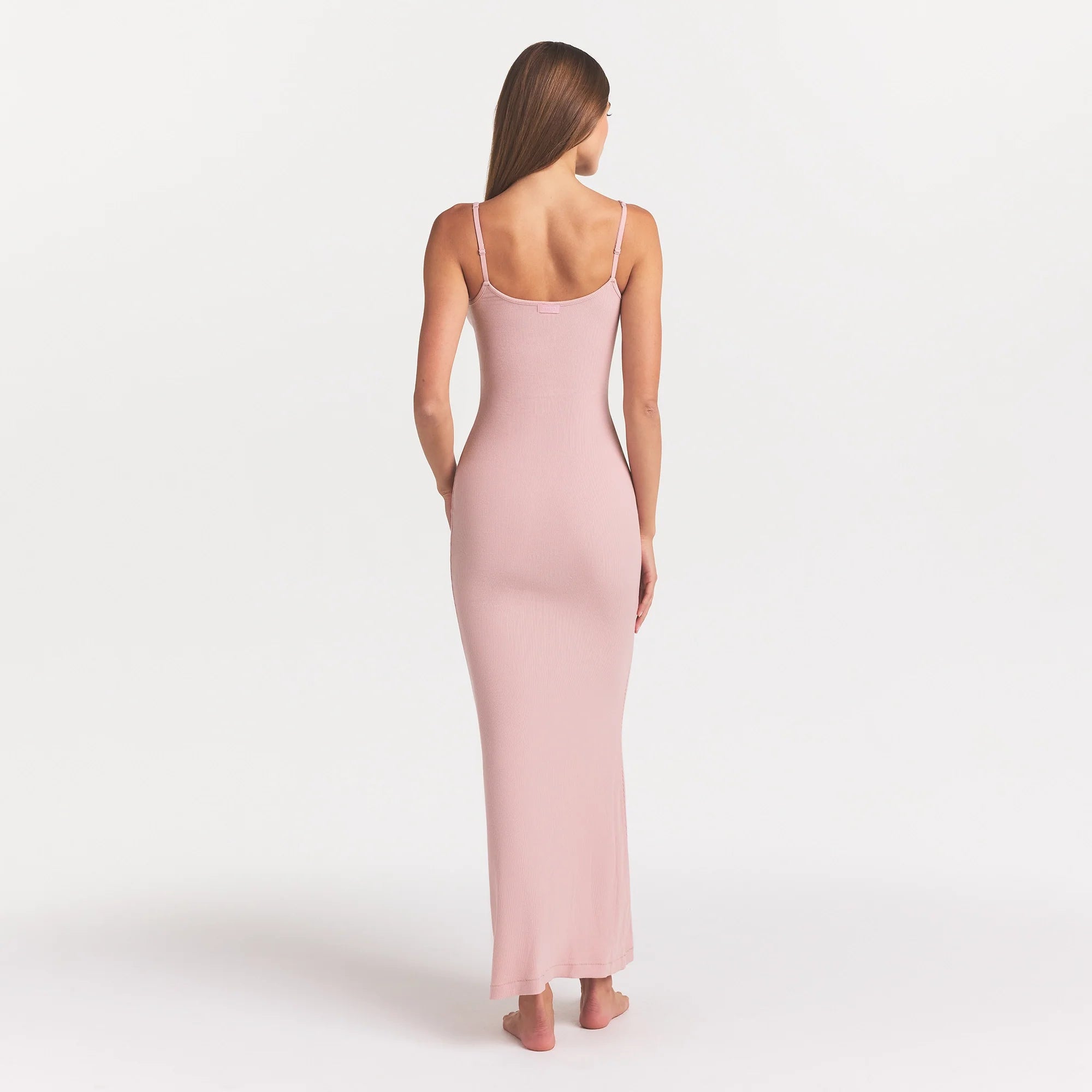 SOFT LOUNGE LONG SLIP DRESS | MORGANITE ON A MODEL FRONT VIEW @ | FOCUS: 0.0, 1.0, 0.9