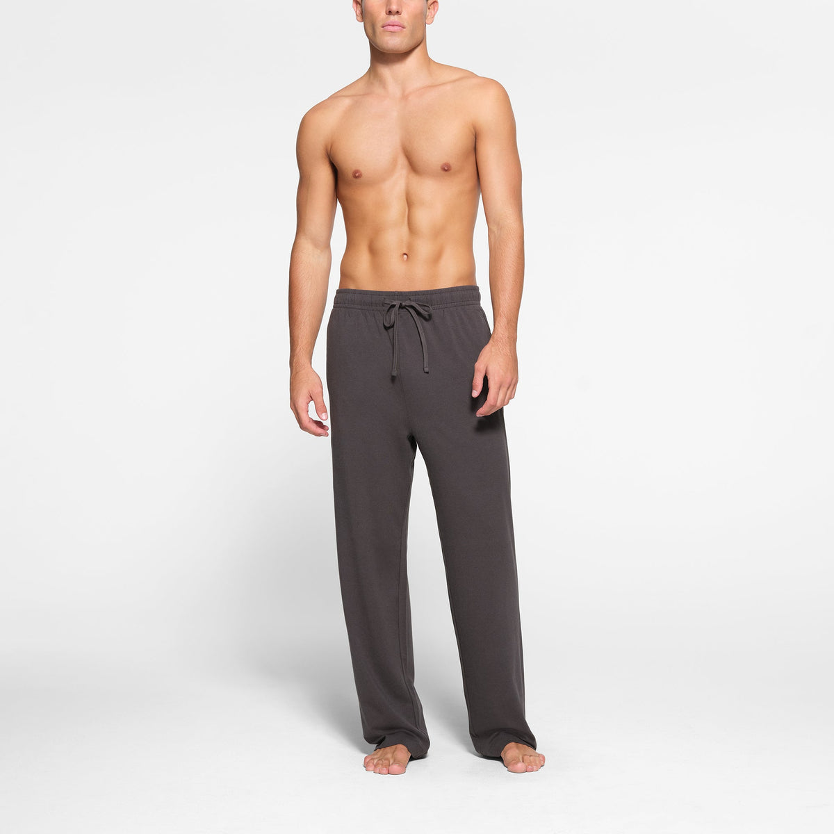 LOUNGE JERSEY MENS RELAXED STRAIGHT LEG PANT | ASH ON A MODEL FRONT @ | FOCUS: 0.9, 0.1, 0.7