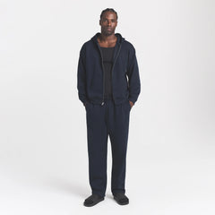 FLEECE LOUNGE MENS CLASSIC STRAIGHT LEG PANT | NAVY ON A MODEL FRONT VIEW @ | FOCUS: 0.0, 1.0, 0.9