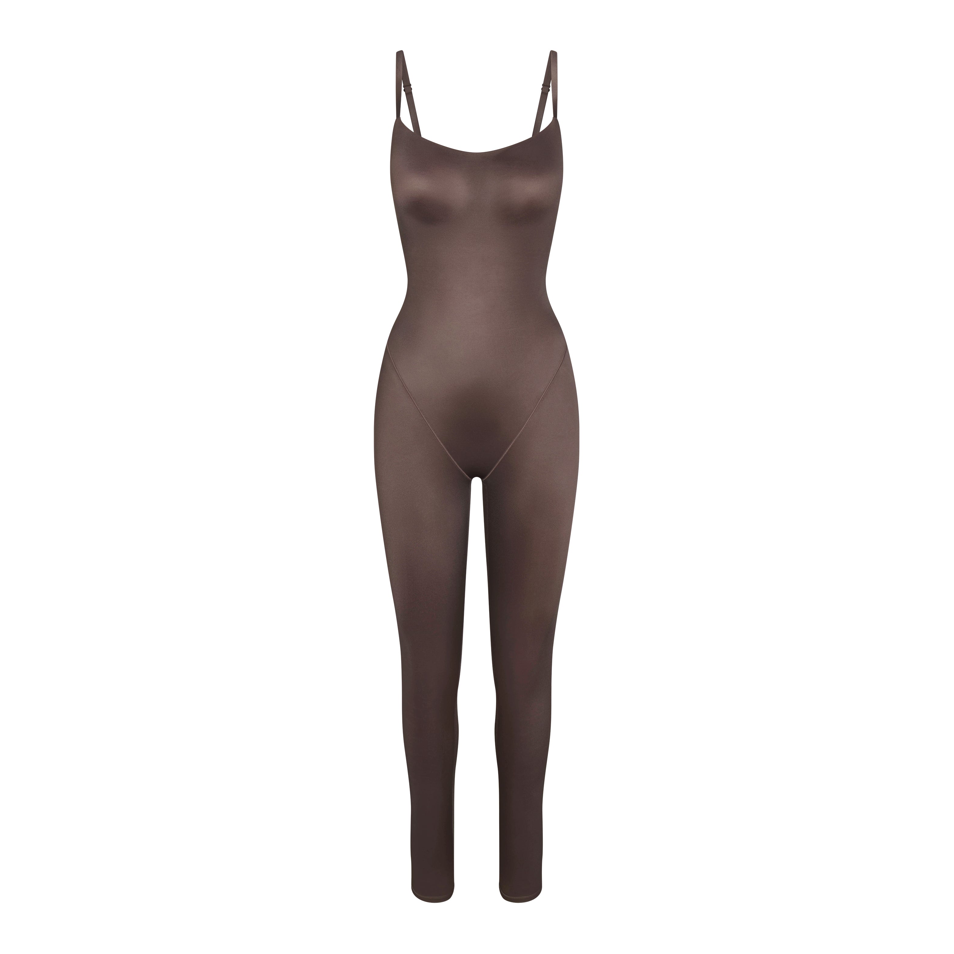 NikeSKIMS SHINE CAMI LONG ONESIE | NSKM RESIN FLAT ON A WHITE BACKGROUND | FLT