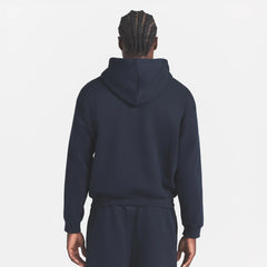 FLEECE LOUNGE MENS RELAXED HOODIE | NAVY ON A MODEL BACK VIEW @ | FOCUS: 0.0, 1.0, 0.9