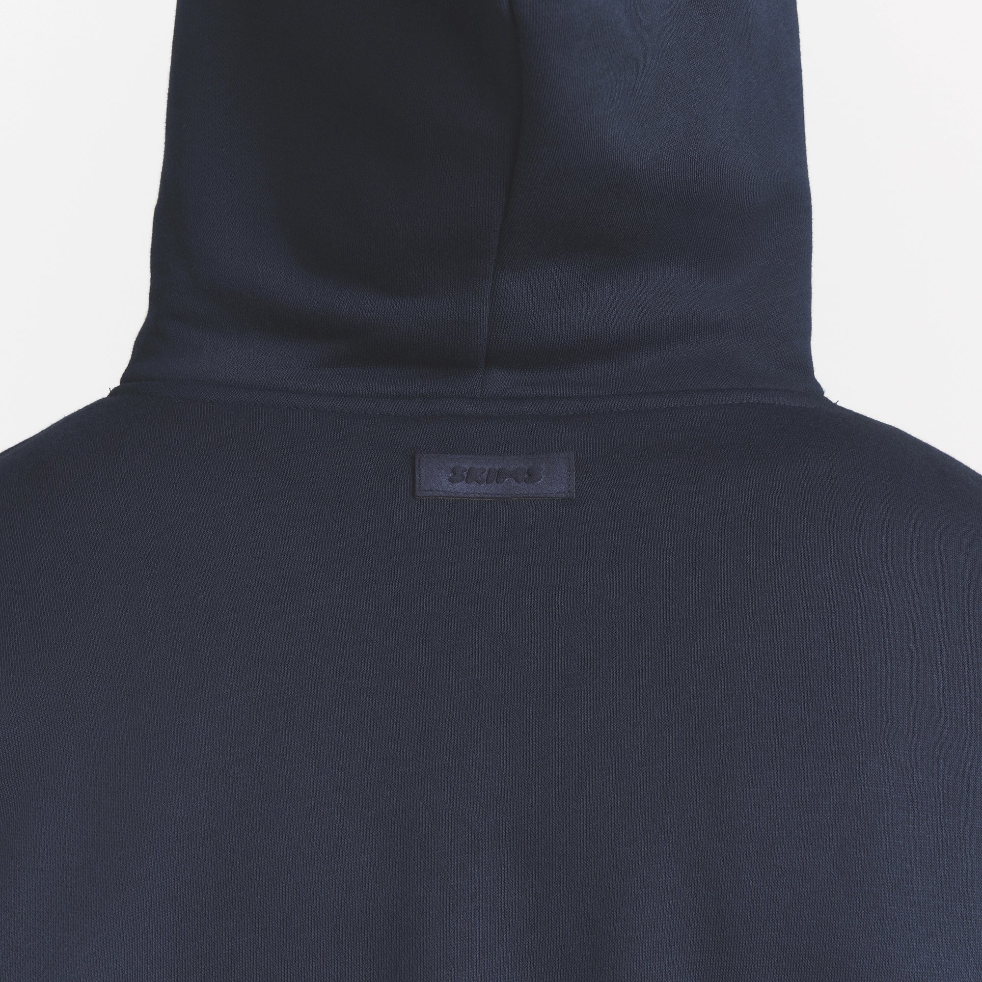 FLEECE LOUNGE MENS RELAXED ZIP UP HOODIE | NAVY ON A MODEL BACK VIEW @ | FOCUS: 0.0, 1.0, 0.9