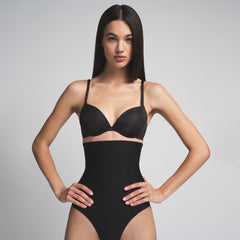 SKIMS BODY CORE SCULPT HIGH-WAISTED BRIEF | ONYX  ON A MODEL FRONT VIEW