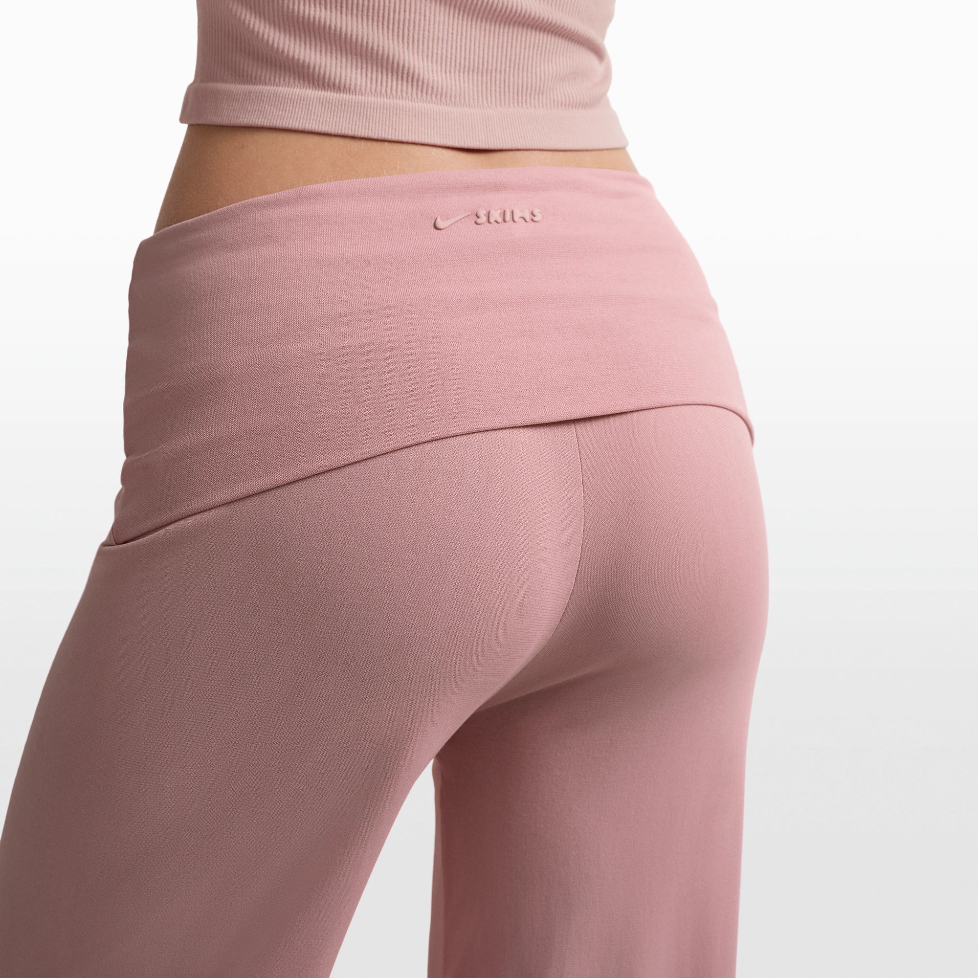 NikeSKIMS STRETCH KNIT FOLDOVER WIDE LEG PANT | HIMALAYAN ON A MODEL FRONT VIEW @ | FOCUS: 0.0, 1.0, 0.9
