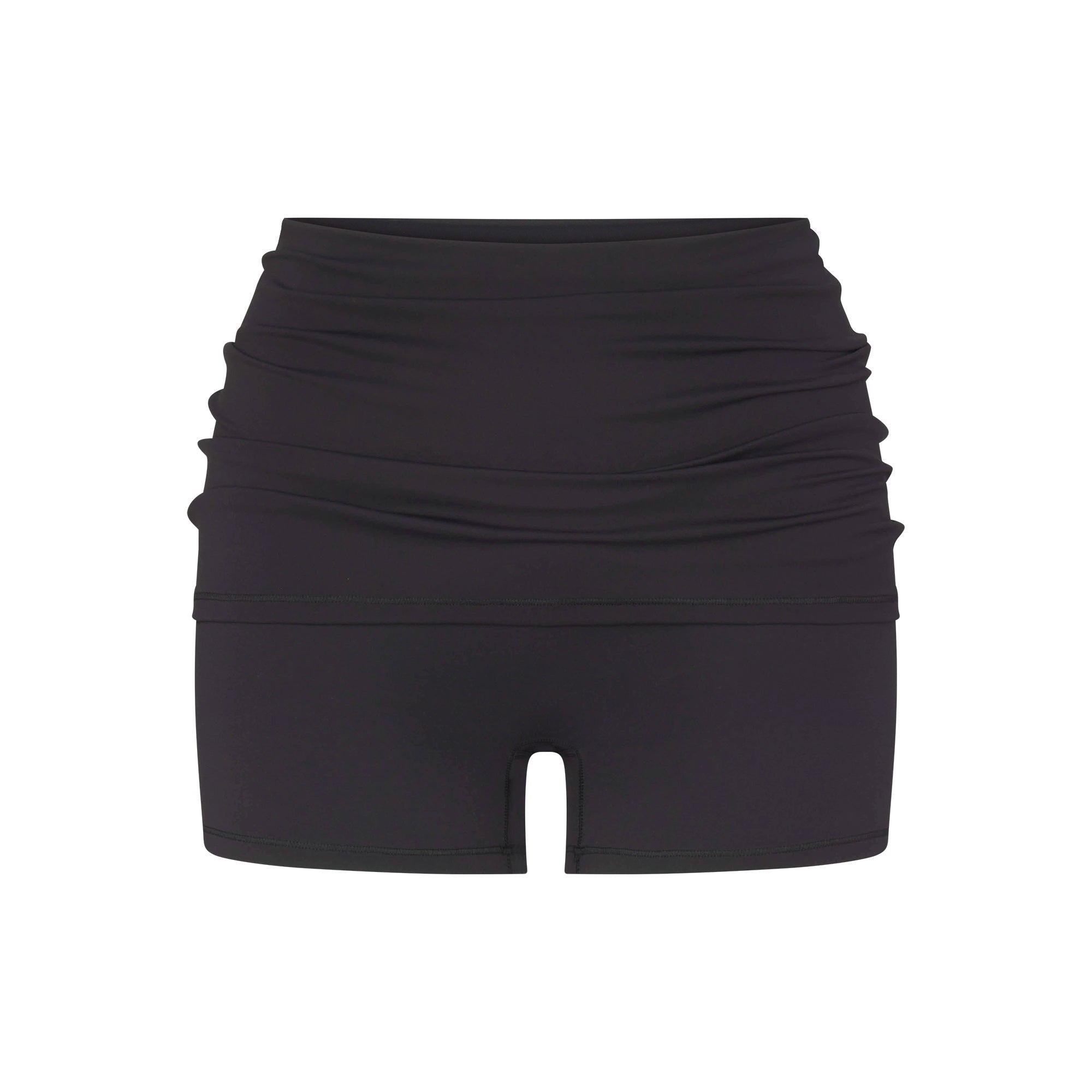 NikeSKIMS MATTE 3" FOLDOVER SHORT | OBSIDIAN FLAT ON A WHITE BACKGROUND | FLT