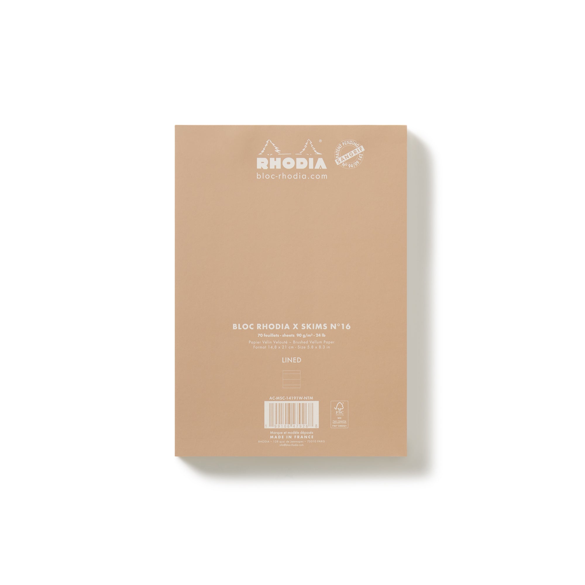 RHODIA X SKIMS NOTEPAD SET | NEUTRAL MULTI & LAYS FLAT ON A WHITE BACKGROUND | FLT