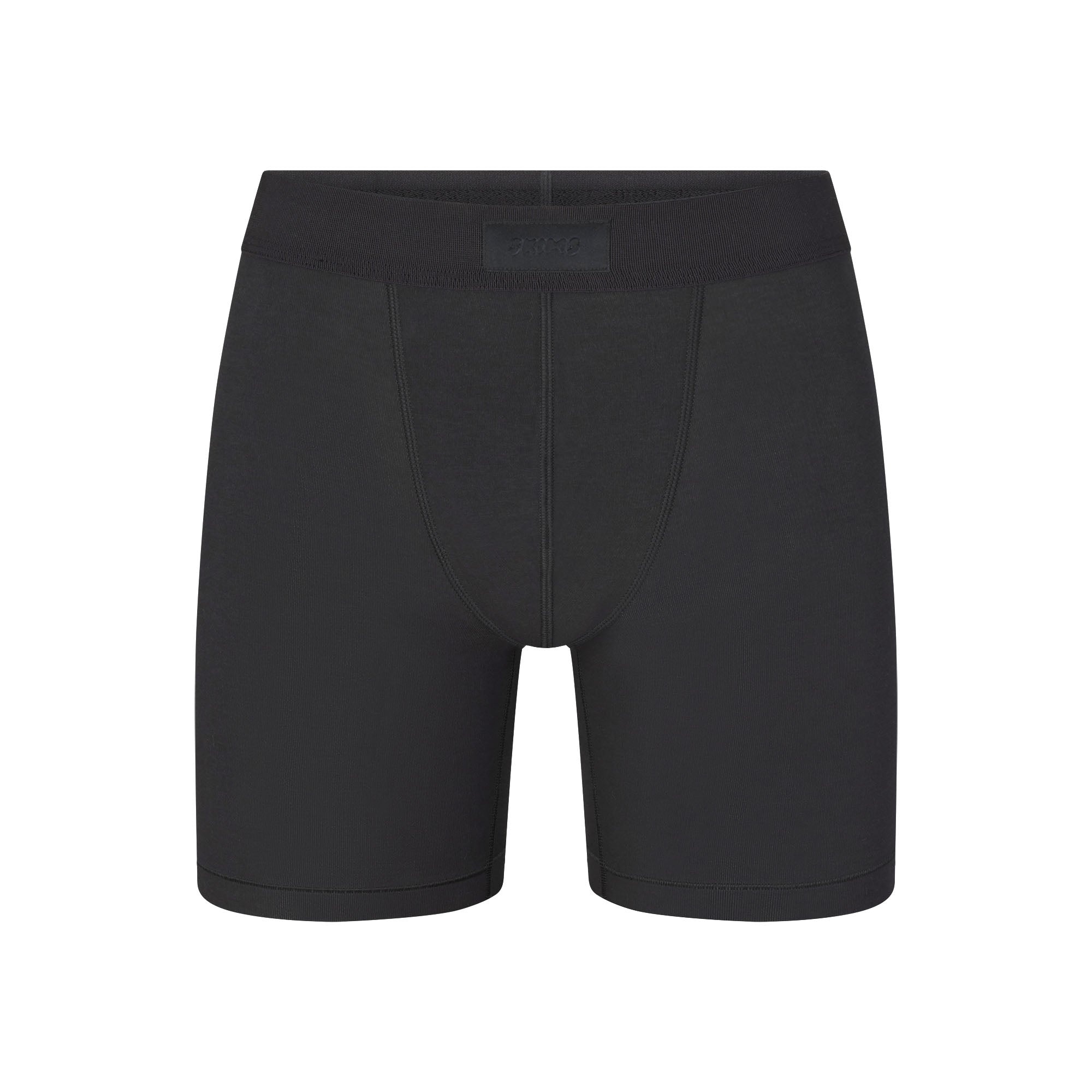 SKIMS COTTON MENS 5" BOXER BRIEF | ONYX (MENS BOXERS, MENS UNDERWEAR) LAYS FLAT ON A WHITE BACKGROUND | FLT