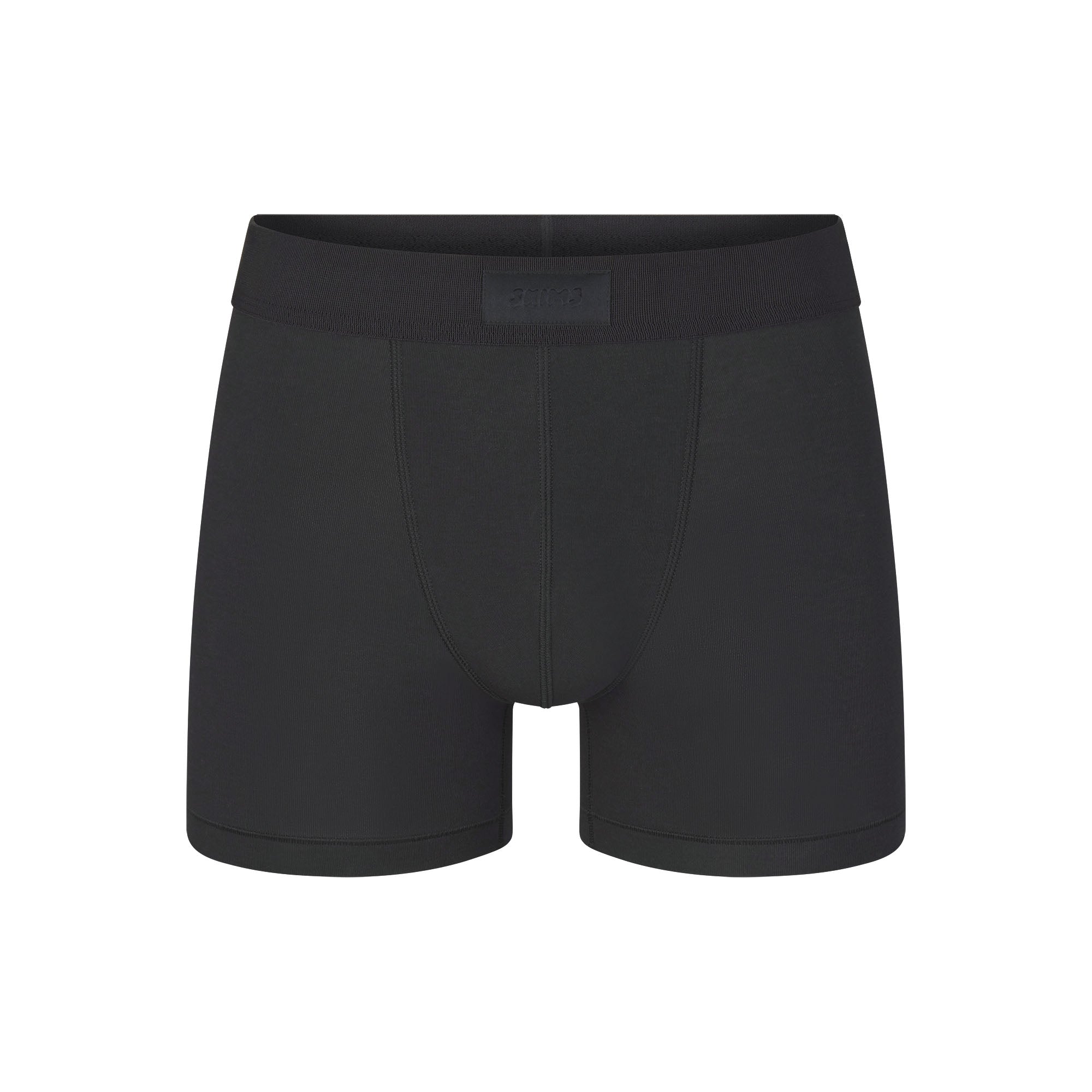 SKIMS COTTON MENS 3" BOXER BRIEF | ONYX (MENS BOXERS, MENS UNDERWEAR) LAYS FLAT ON A WHITE BACKGROUND | FLT
