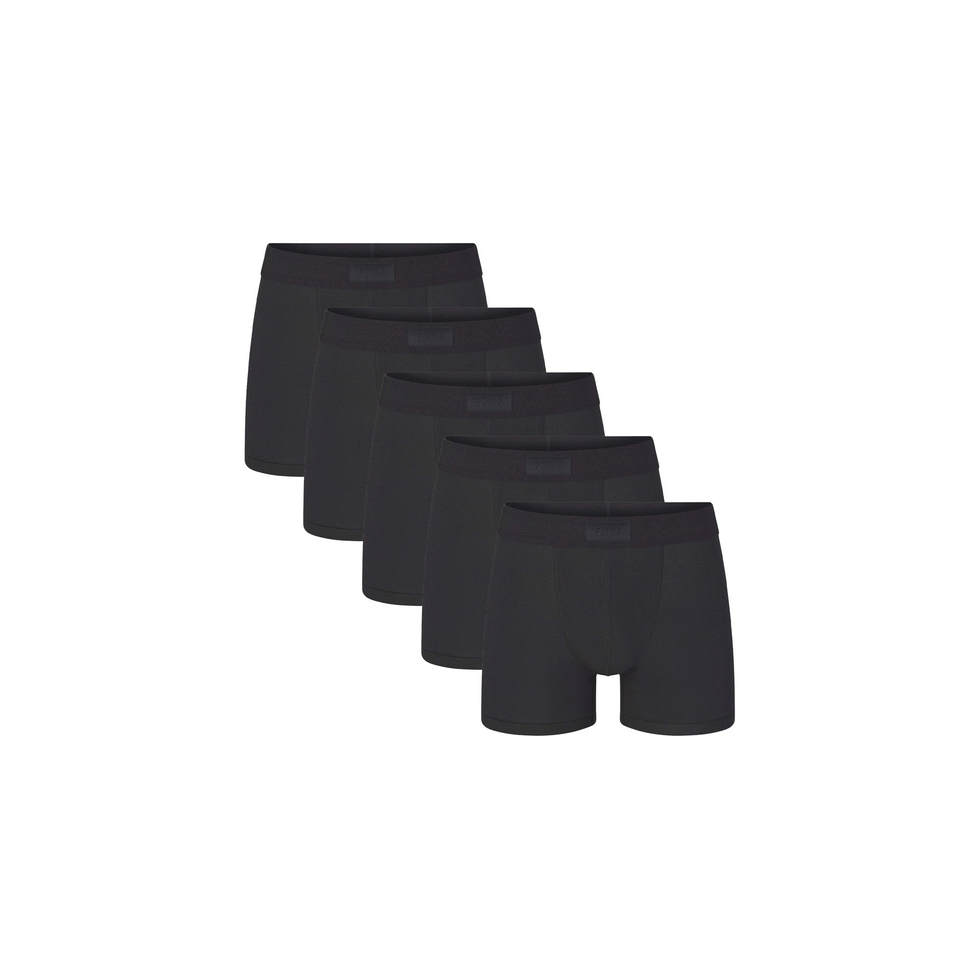 SKIMS COTTON MENS 3" BOXER BRIEF 5-PACK | ONYX (MENS BOXERS) FLAT ON A WHITE BACKGROUND | FLT | FOCUS: 0.0, 1.0, 0.9