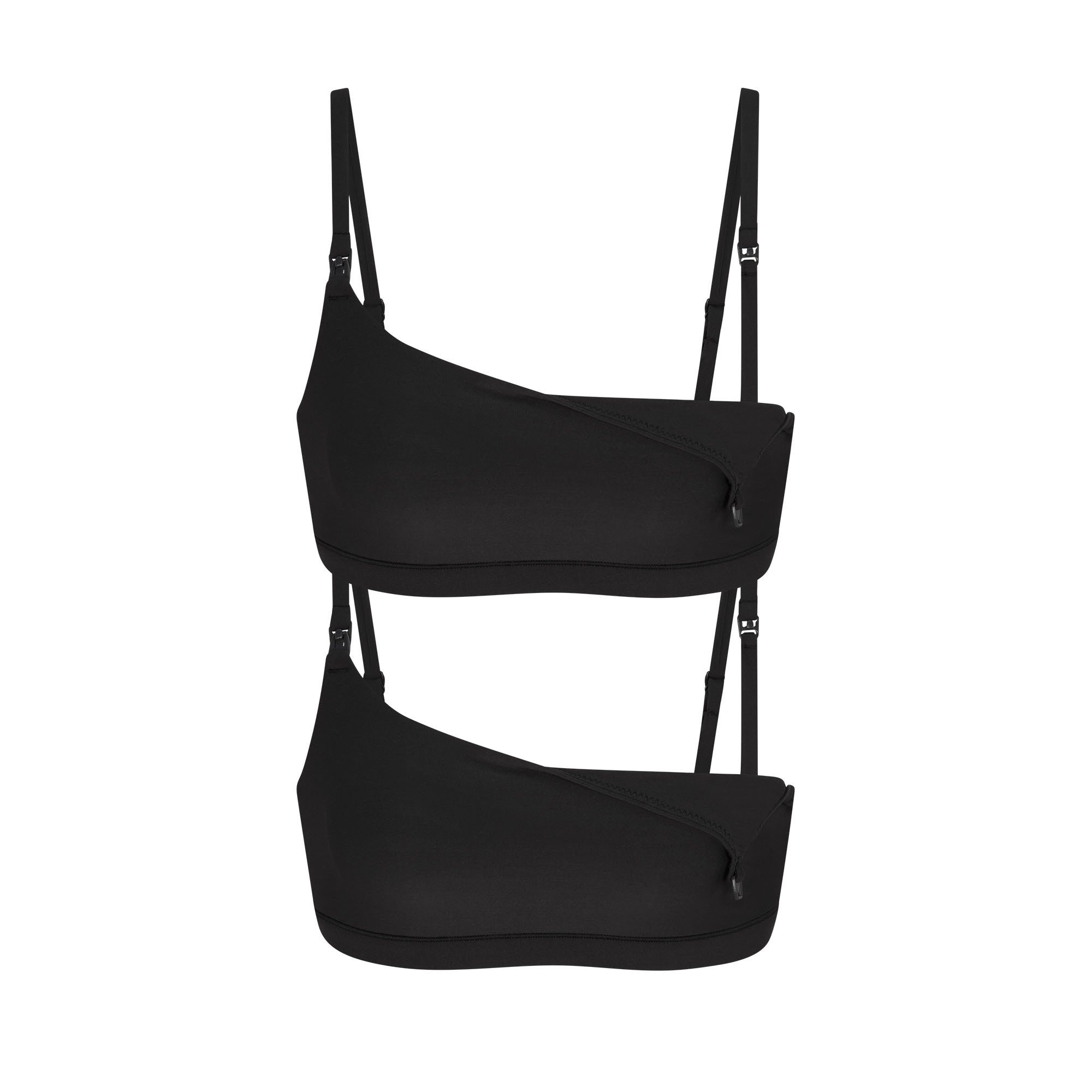 FITS EVERYBODY MATERNITY NURSING SCOOP BRALETTE 2-PACK | ONYX FLAT ON A WHITE BACKGROUND | FLT