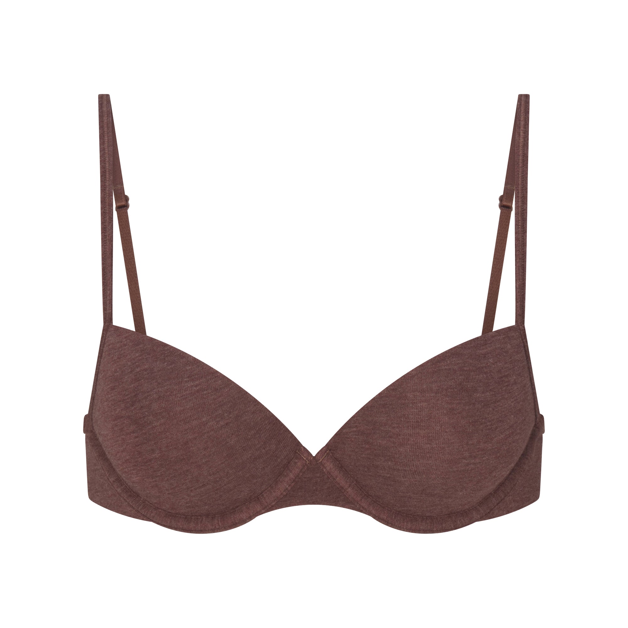 EVERYDAY COTTON LIGHTLY LINED DEMI BRA | COCOA HEATHER FLAT ON A WHITE BACKGROUND | FLT