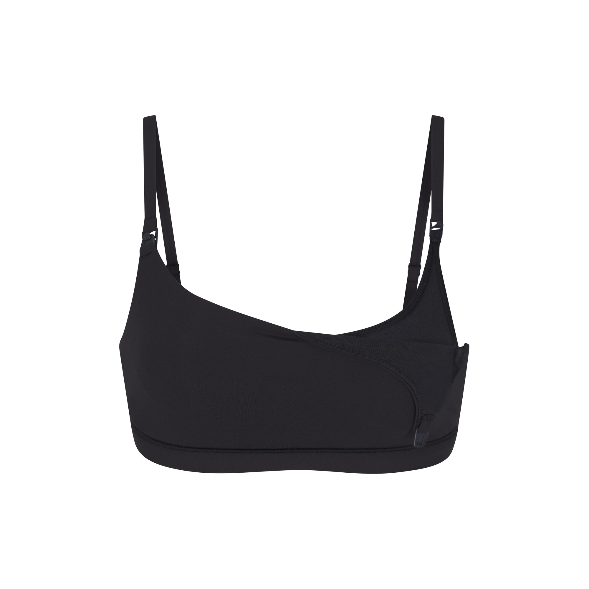 FITS EVERYBODY MATERNITY PUMPING SCOOP BRALETTE | ONYX (MATERNITY BRALETTES) LAYS FLAT ON A WHITE BACKGROUND | FLT