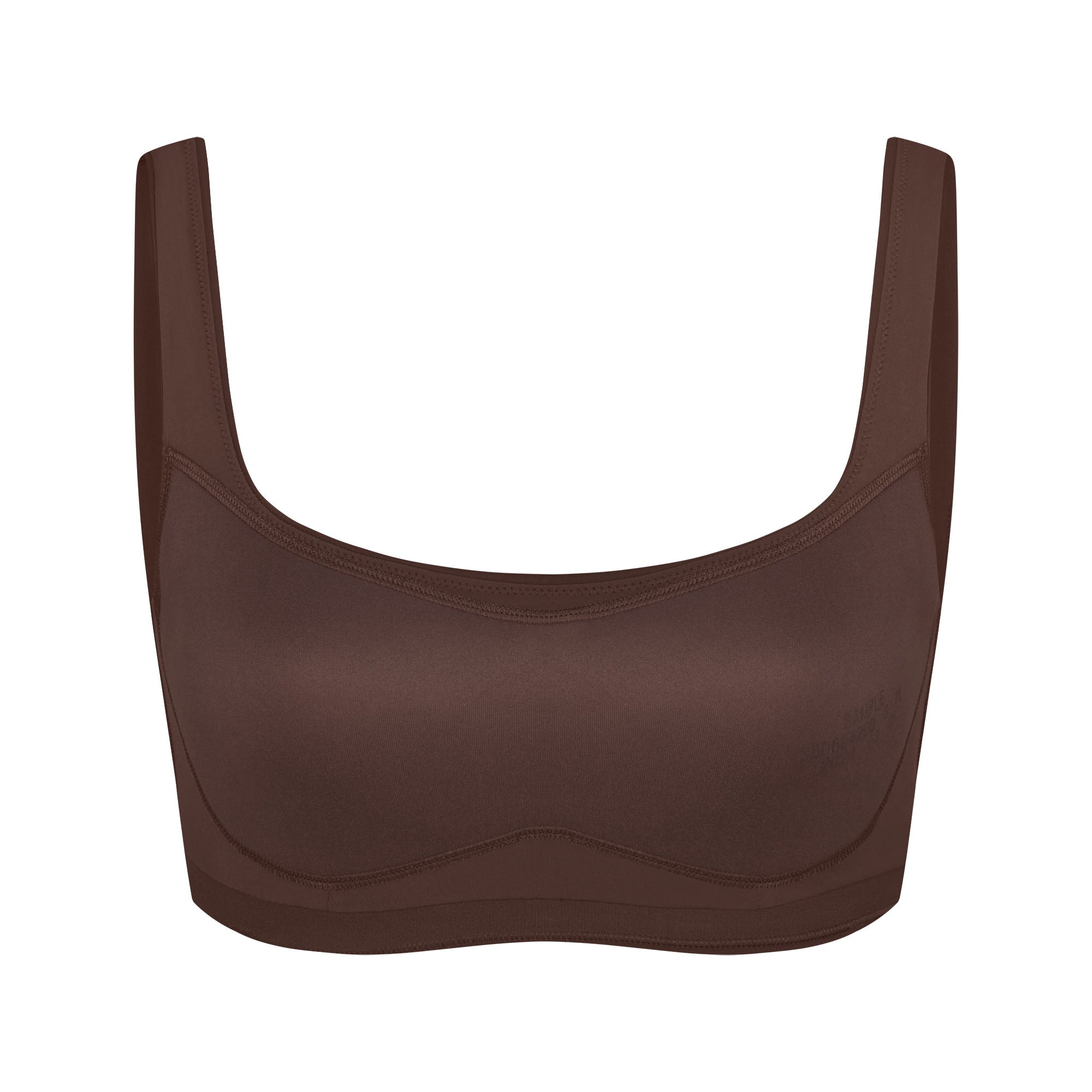 NikeSKIMS MATTE SCOOP NECK BRA | DARK SEPIA FLAT ON A WHITE BACKGROUND | FLT