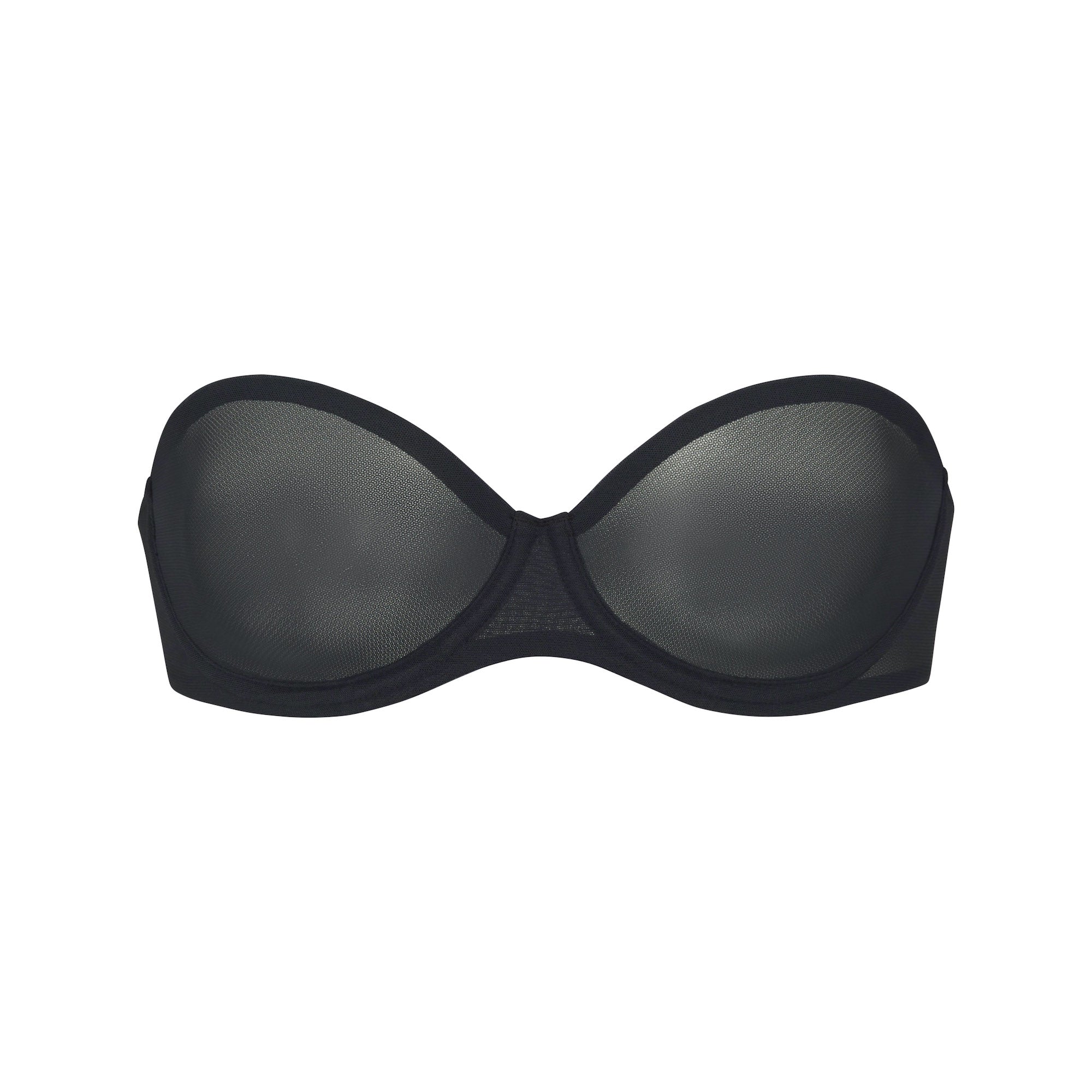 ULTRA FINE MESH STRAPLESS BRA | ONYX (STRAPLESS BRAS) LAYS FLAT ON A WHITE BACKGROUND | FLT