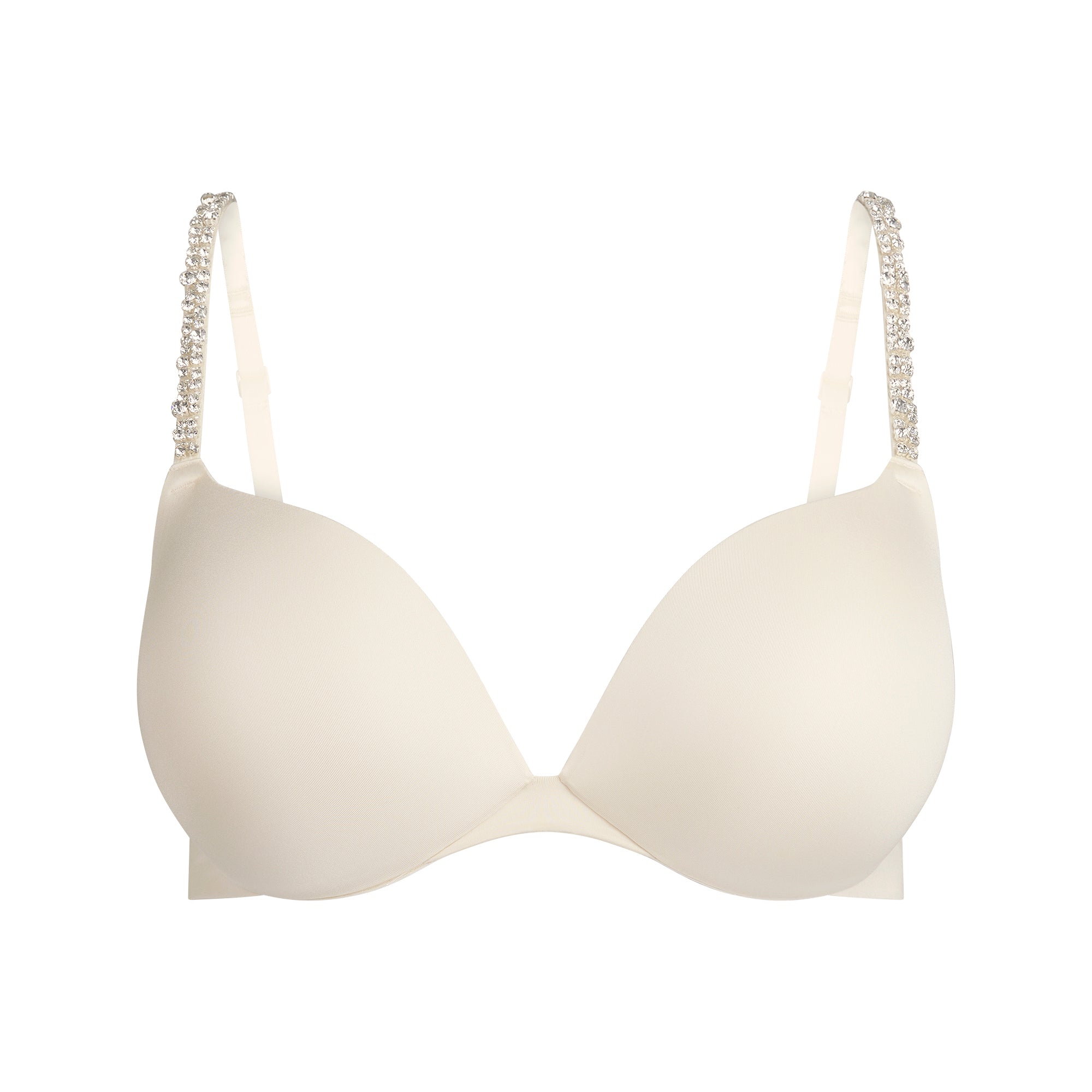 SKIMS ULTIMATE RHINESTONE TEARDROP PUSH-UP BRA | ECRU FLAT ON A WHITE BACKGROUND | FLT