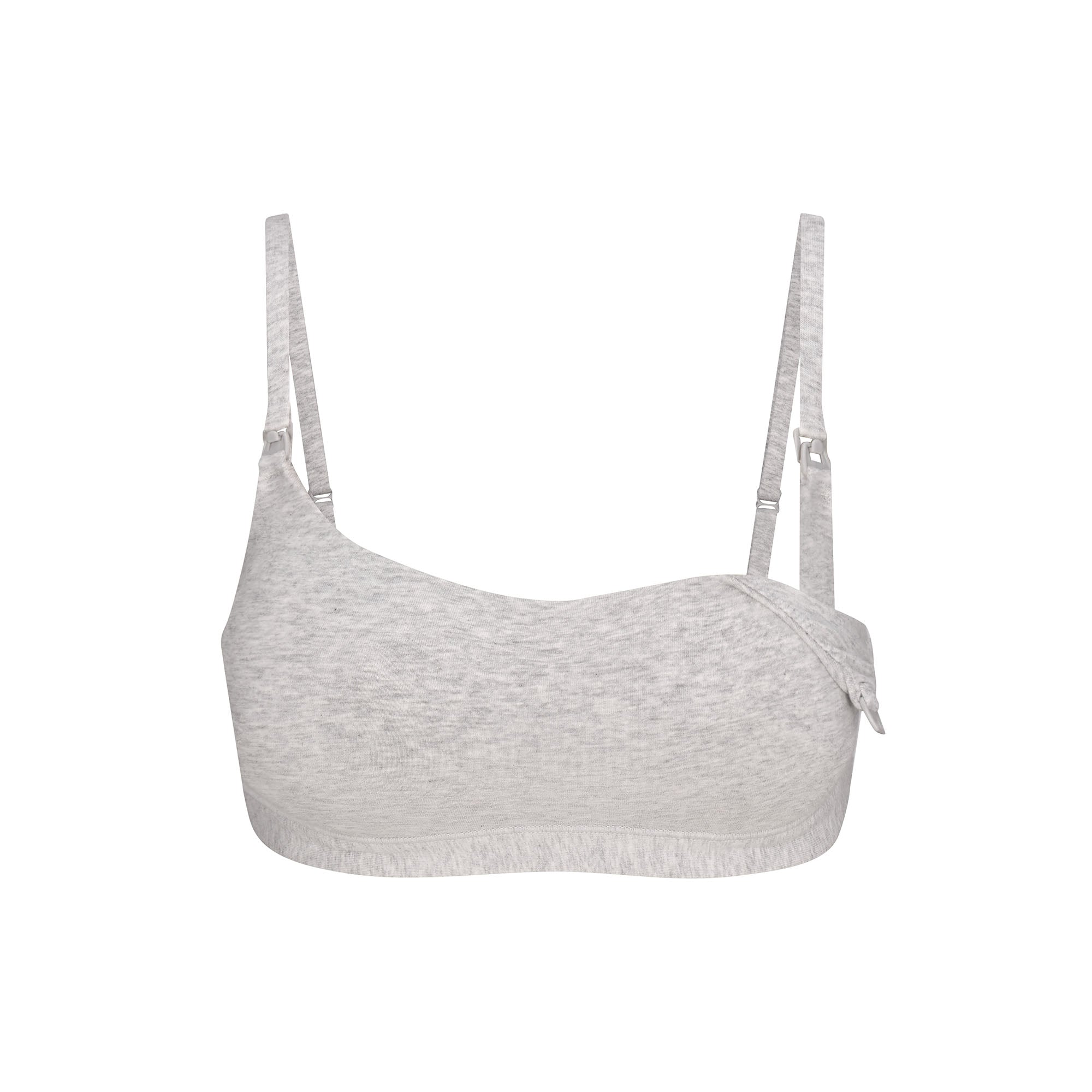 COTTON JERSEY MATERNITY NURSING SCOOP BRALETTE | LIGHT HEATHER GREY FLAT ON A WHITE BACKGROUND | FLT